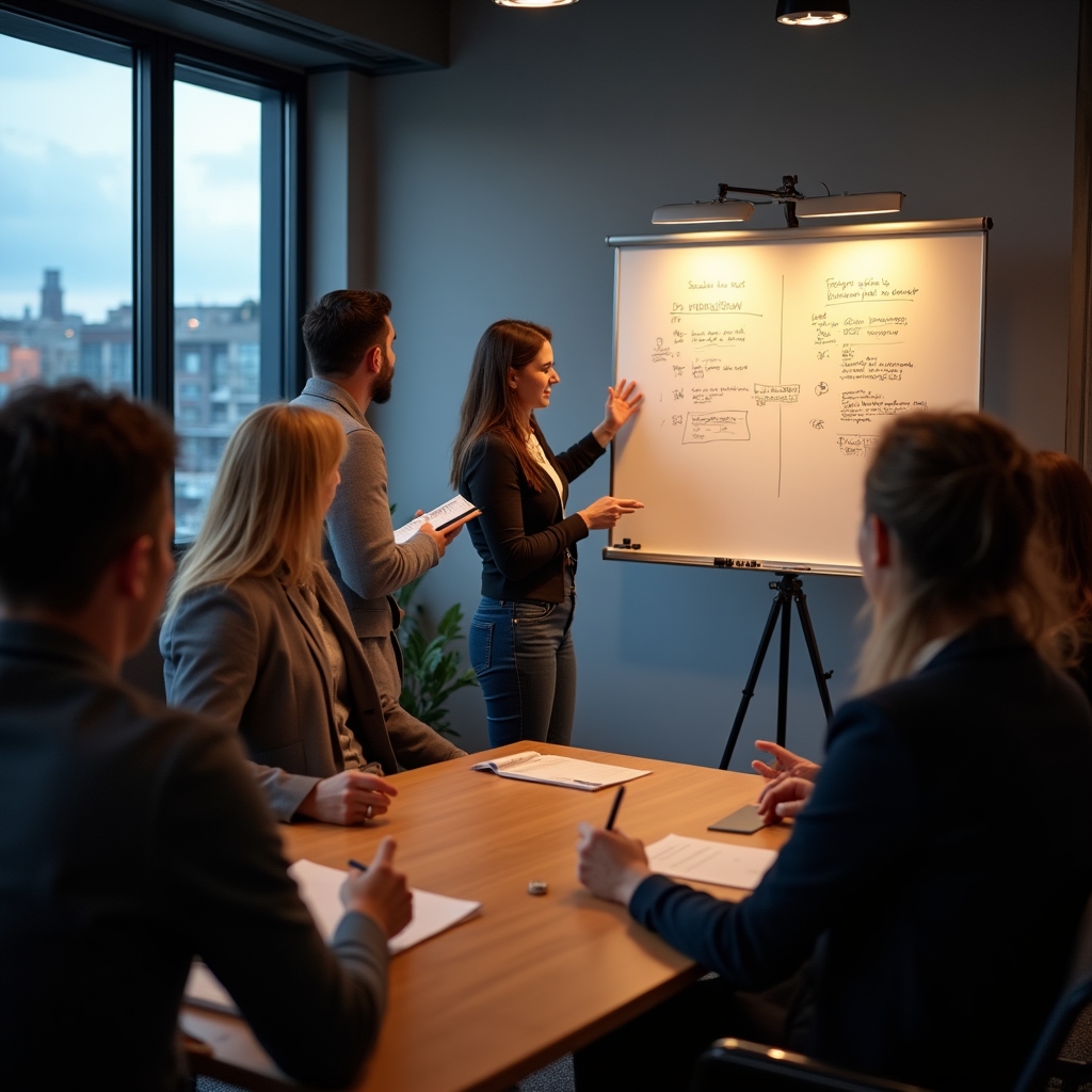 Kursgruppe bespricht am Flipchart Regeln für Wohngemeinschaften